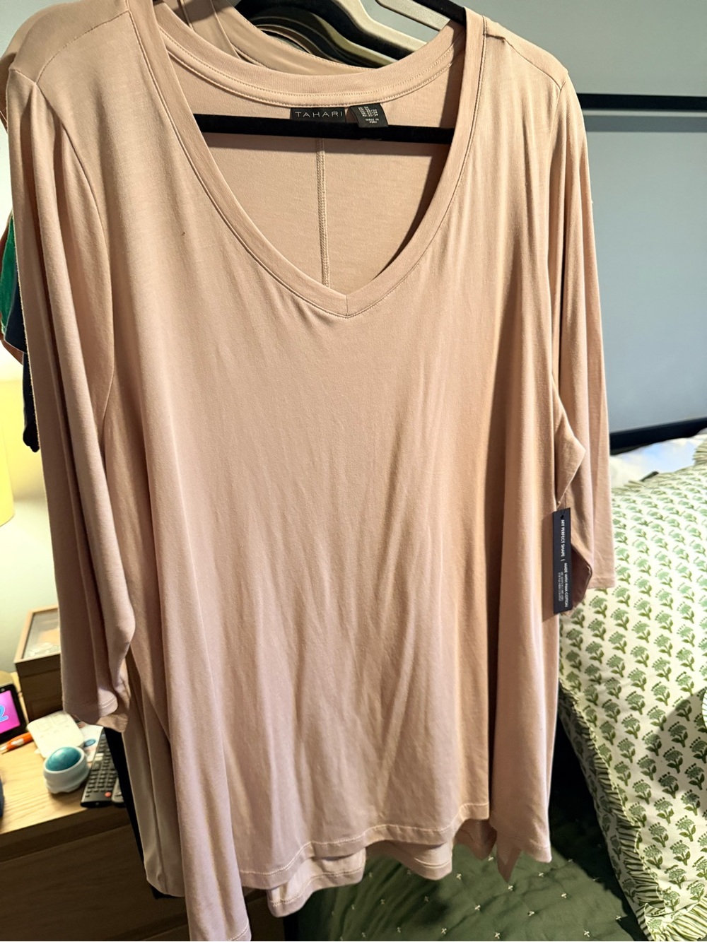 Tahari Light Tan V-Neck Women’s Top